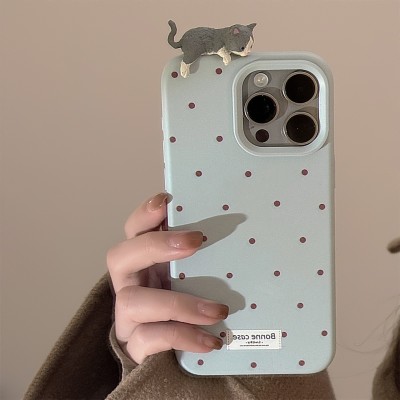 3D Blue/White Cat iPhone Case
