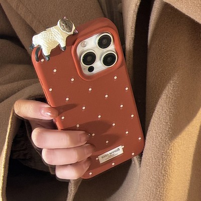 3D Siamese Cat iPhone Case - Red