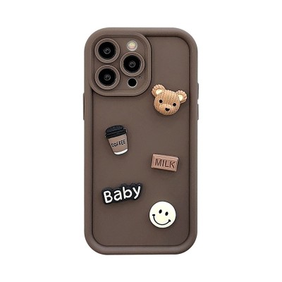 3D Coffee Bear iPhone Case - Brown