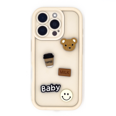 3D Coffee Bear iPhone Case - White