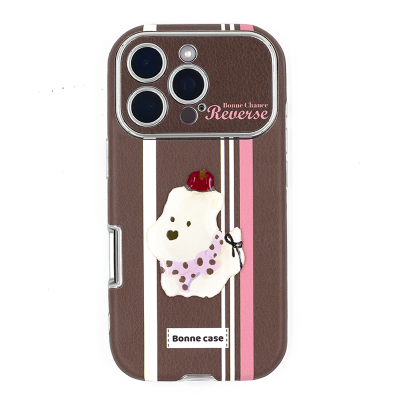 Vertical Stripes on Brown iPhone Case with  Westie