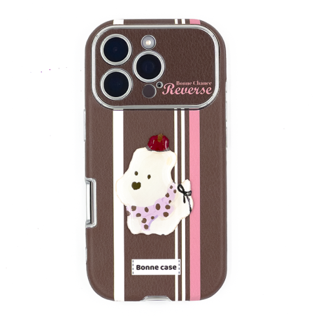 Vertical Stripes on Brown iPhone Case with  Westie